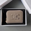 TRIOMPHE Compact Zipped Wallet Modern Taupe Cowhide Leather