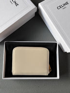 TRIOMPHE Compact Zipped Wallet Beige Cowhide Leather