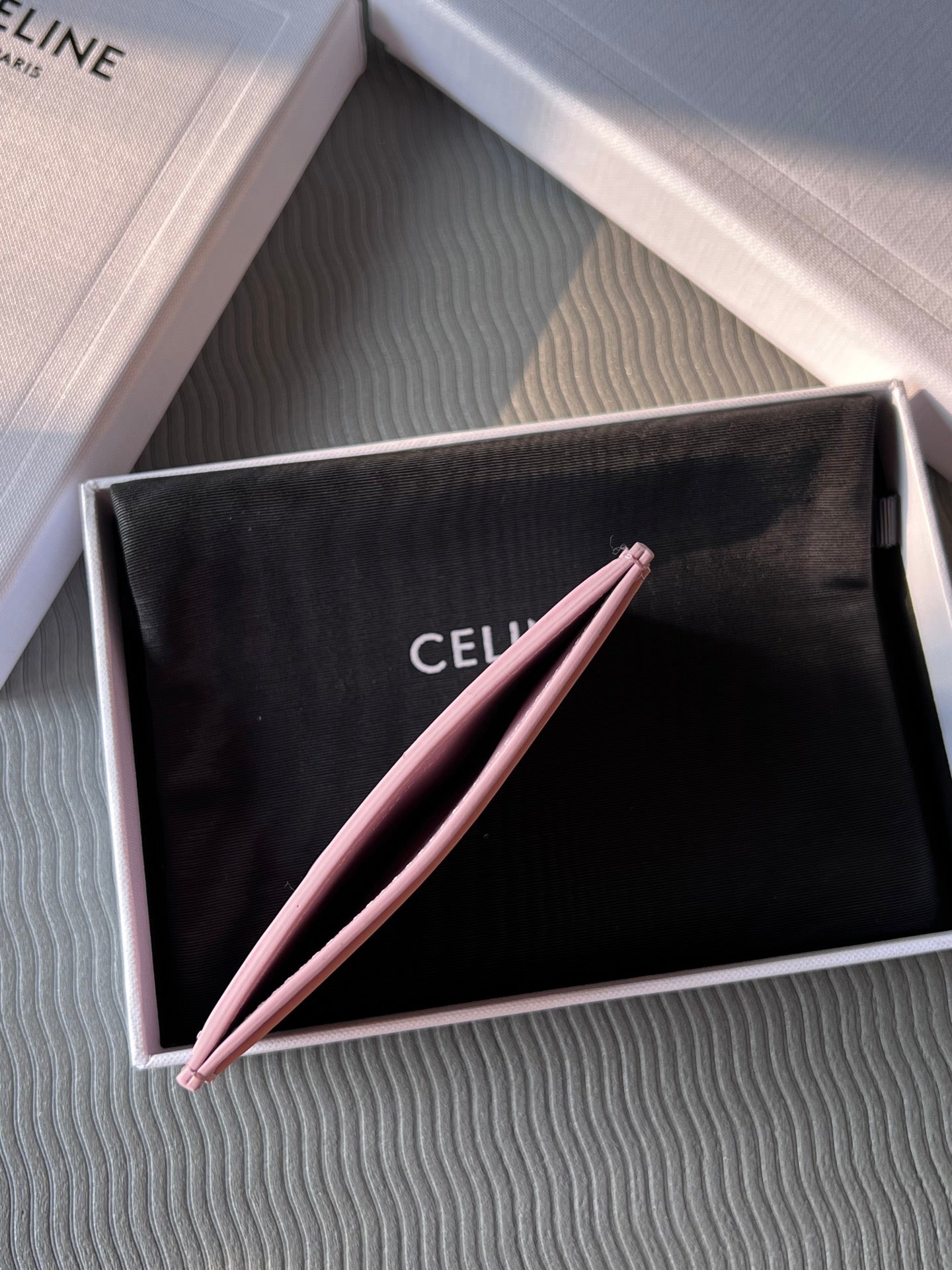 TRIOMPHE 10B703 Card Holder Pink Cowhide Leather