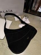 WAVE HOBO BAG 29 IN BLACK SUEDE