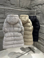 PRADA 25S LONG GOOSE DOWN COAT WITH HOOD 230