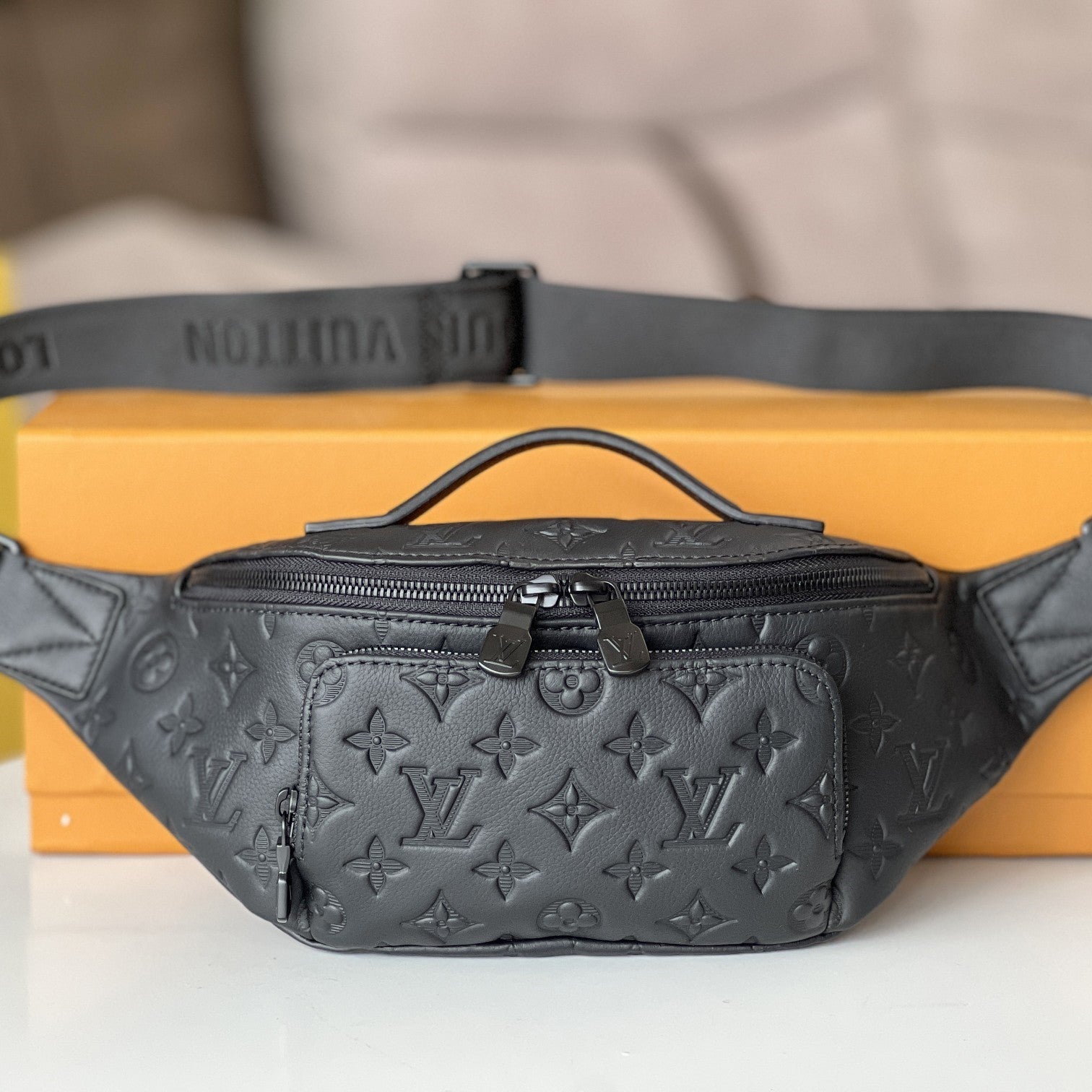 LV Rush Bumbag Black Monogram Shadow calfskin