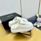 THICK-SOLED SLIDE IN WHITE LAMBSKIN AND WOOL LINING