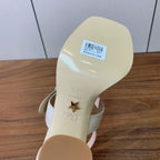 THREE-STRAP HIGH-HEELED EMBROIDERED SANDALS NUDE BEIGE