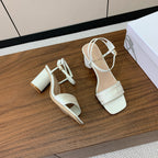 HIGH HEEL EMBROIDERED SANDAL IN WHITE CALFSKIN AND WOVEN STRAPS