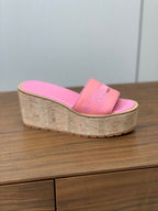 DIOR 25S DWAY WEDGE SLIDE 90 MM IN PINK CALFSKIN