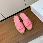 DIOR 25S DWAY WEDGE SLIDE 90 MM IN PINK CALFSKIN