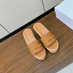 DIOR 25S DWAY WEDGE SLIDE 90 MM IN LIGHT BROWN CALFSKIN