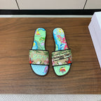 DIOR 25S DWAY SLIDE IN MULTICOLOR CALFSKIN AND FABRIC STYLE 3