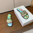 DIOR 25S DWAY SLIDE IN MULTICOLOR CALFSKIN AND FABRIC STYLE 3