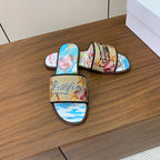 DIOR 25S DWAY SLIDE IN MULTICOLOR CALFSKIN AND FABRIC STYLE 2