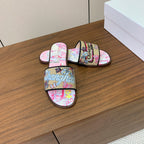 DIOR 25S DWAY SLIDE IN MULTICOLOR CALFSKIN AND FABRIC STYLE 1
