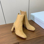 DIOR 25S ANKLE BOOTS 80 MM IN BEIGE SUEDE