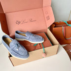 Loro Piana Dark Grey Suede Summer Charms Walk Loafers