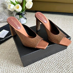 SL SEPT MULES SIENNA SATIN AND RHINESTONES
