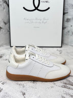 RETRO SNEAKERS IN WHITE LAMBSKIN WITH KNITTED PATTERN