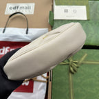 gg marmont half-moon shaped 21cm white calfskin gold hardware