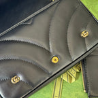 gg marmont 21cm black calfskin double g stud gold hardware