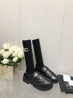 CHUNKY PLATFORM SHEARLING SLIPPER BLACK LAMBSKIN