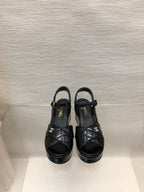 WEDGE SANDALS IN BLACK CALFSKIN