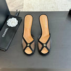 Double C High Heel Black Lambskin