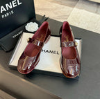 mary jane flat Red Wine patent calfskin