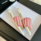 Double C Sheepskins Knit Slippers White Pink