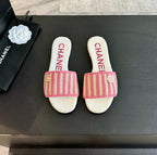 Double C Sheepskins Knit Slippers White Pink