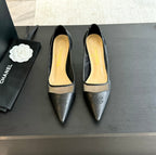 MESH LOGO HEELS IN BLACK LAMBSKIN
