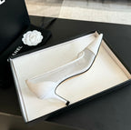 MESH LOGO HEELS IN WHITE LAMBSKIN