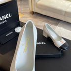 CC PUMP WHITE MIX BLACK CALFSKIN