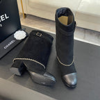 SHORT BOOTS 6.5 CM IN BLACK SUEDE AND CALFSKIN