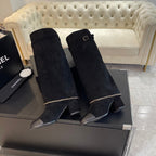 HIGH BOOTS 6.5 CM IN BLACK SUEDE AND CALFSKIN