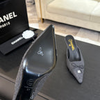 HIGH HEEL MULE 65 MM IN MO GRAY FELT COTH