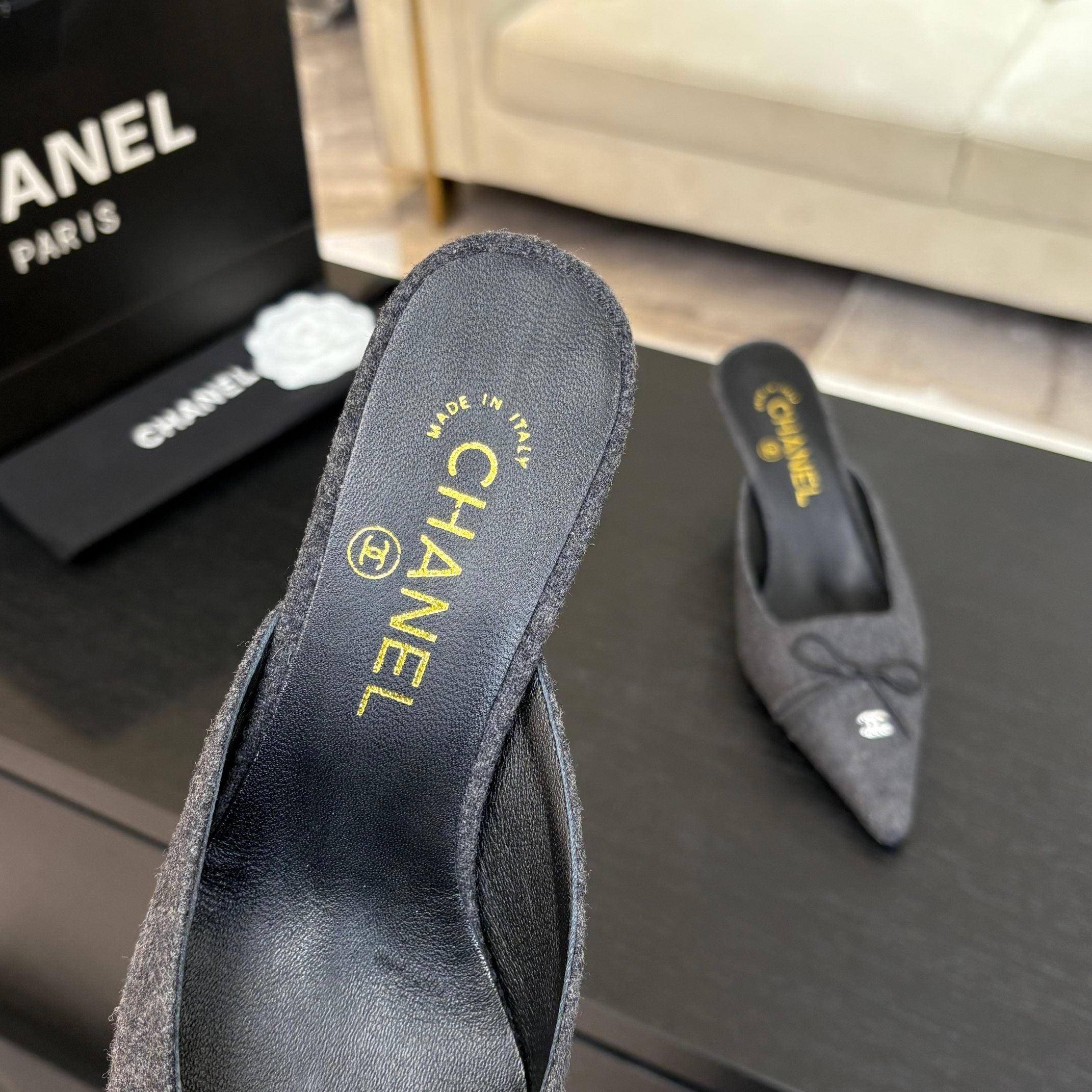 HIGH HEEL MULE 65 MM IN MO GRAY FELT COTH