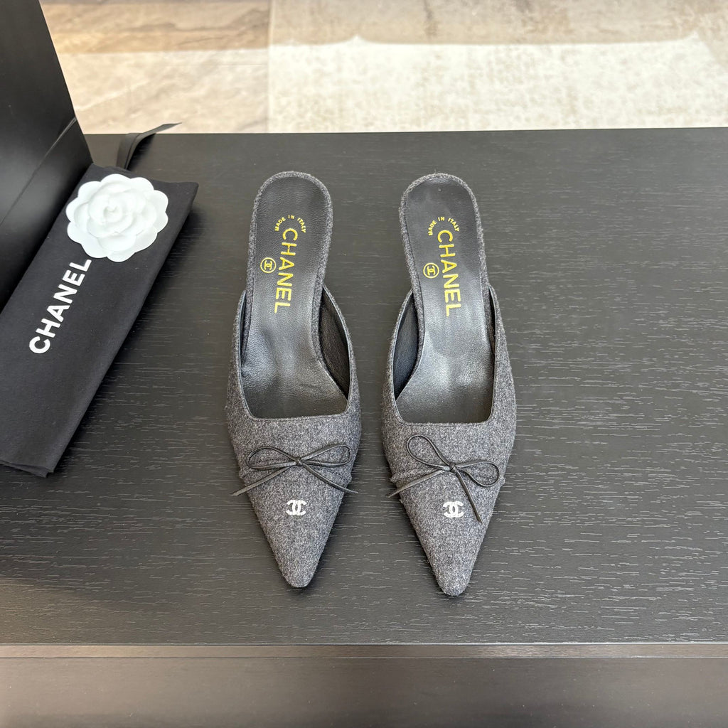 HIGH HEEL MULE 65 MM IN MO GRAY FELT COTH