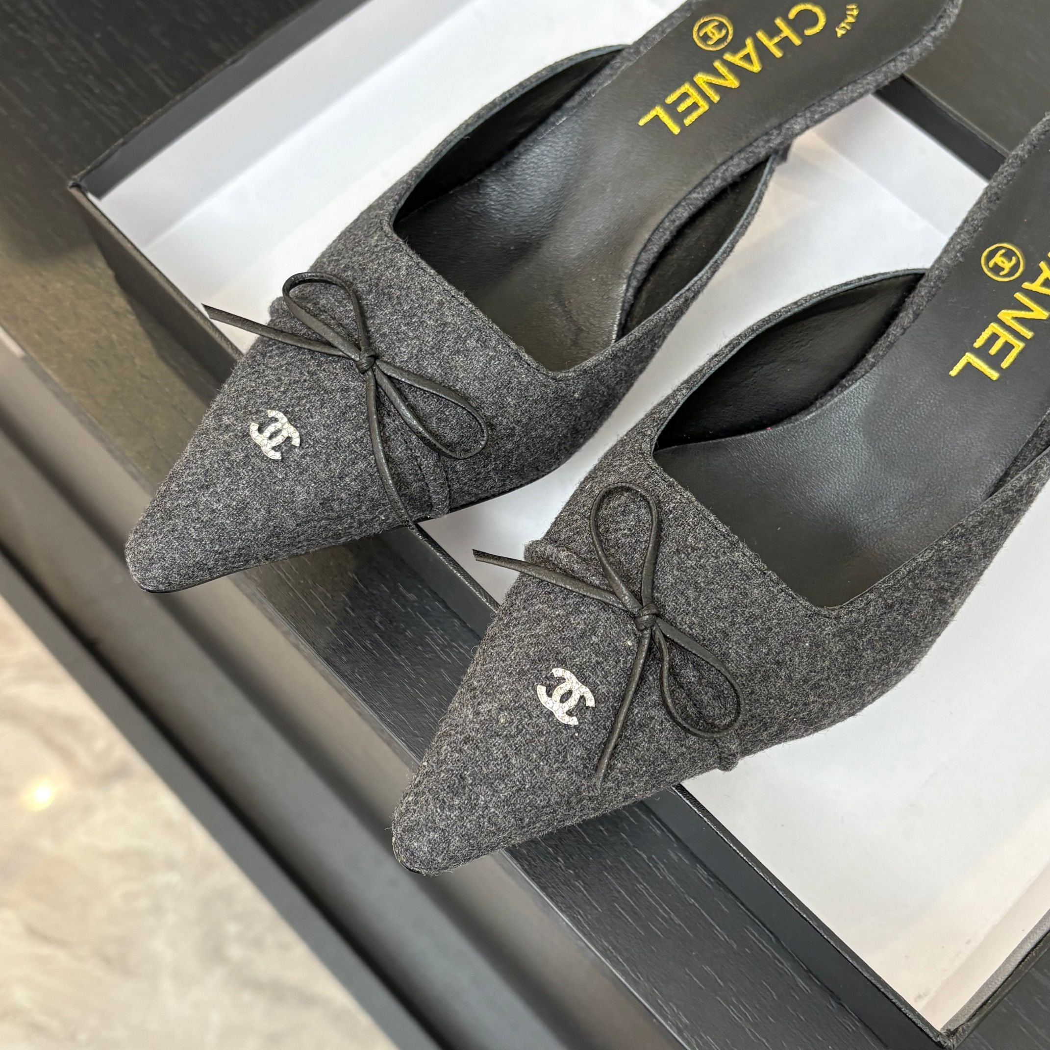 HIGH HEEL MULE 65 MM IN MO GRAY FELT COTH