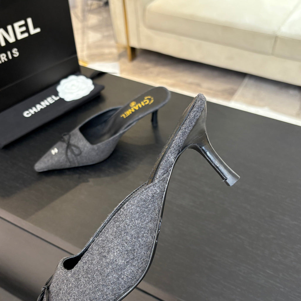 HIGH HEEL MULE 65 MM IN MO GRAY FELT COTH
