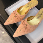 HIGH HEEL MULE 65 MM IN LIGHT PINK SUEDE