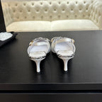 HIGH HEEL SLINGBACKS 65 MM IN WHITE WITH SNAKESKIN PATTERN LAMBSKIN