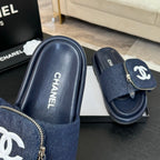 SLIDE IN NAVY BLUE DENIM FABRIC 45 MM