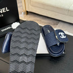 SLIDE IN NAVY BLUE DENIM FABRIC 45 MM