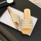 FLAT SANDALS BEIGE MIX LIGHT ORANGE WITH CRYSTALS