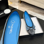 BALLET FLATS IN LIGHT BLUE MIX BLACK MONOGRAM DENIM
