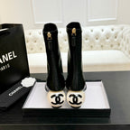 CC PEARL BOOTS 65MM IN BLACK CALFSKIN