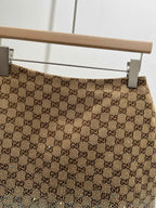 GG Beige Monogram Crystal Embellished Mini Skirt