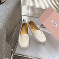 SLIP-ON HAND-SEWN SHOES WHITE CREAM COWHIDE