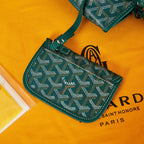 ANJOU MINI BAG 20 IN GREEN GOYARDINE CANVAS AND CALFSKIN WITH CARTOON PATCH