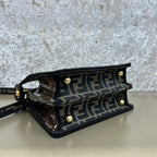 FENDI PEEKABOO ISEEU 20 BAG IN CHOCOLATE BROWN MIX BLACK NAPPA LEATHER GOLD HARDWARE