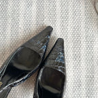 LEE SLINGBACK PUMPS 105 IN BLACK CROCODILE-EMBOSSED LEATHER